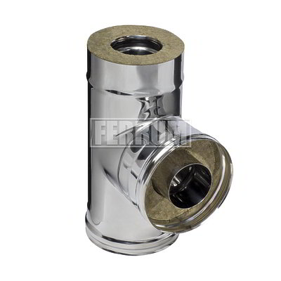 Тройник-сэндвич 90 FERRUM (430/0,8мм + нерж.) Ф200x280